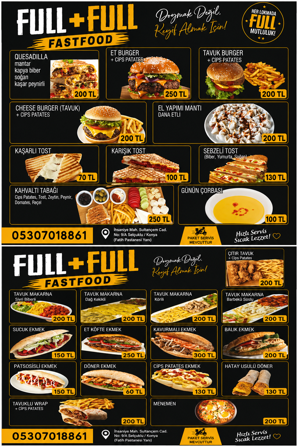 Full+Full Fastfood Menü